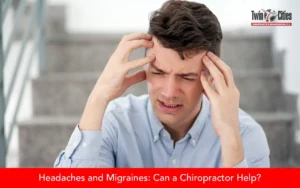 Man holding his head in pain, representing headaches and migraines treated with chiropractic care.