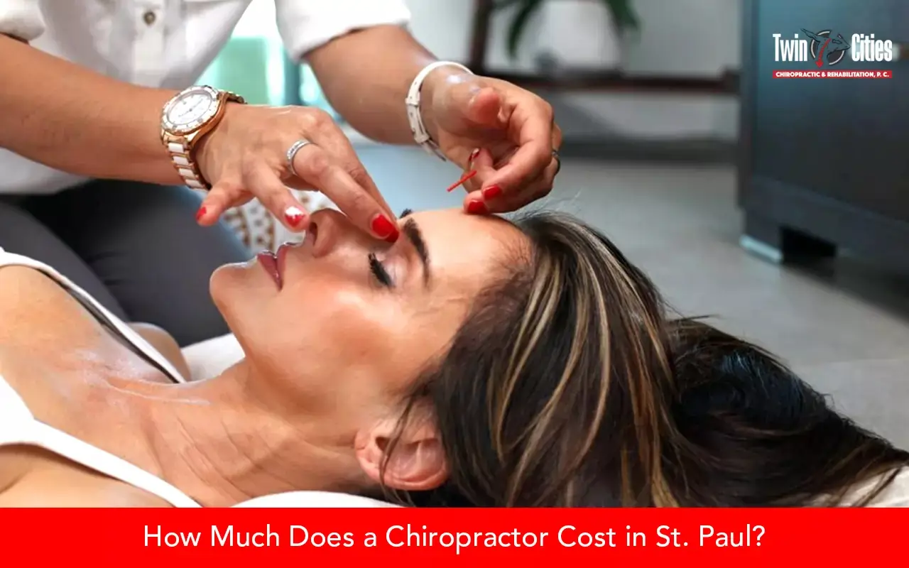 Chiropractor performing acupuncture on a woman lying down during a facial treatment session in a clinical setting.