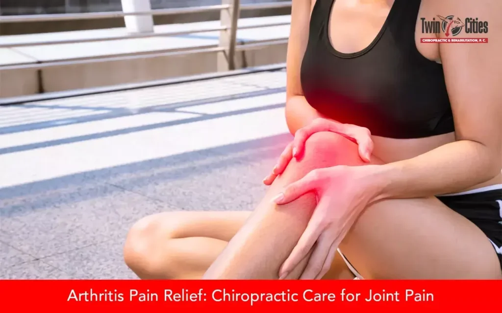 Woman holding her knee in pain, representing arthritis and joint pain relief through chiropractic care.