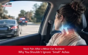 Woman with neck pain after a minor car accident